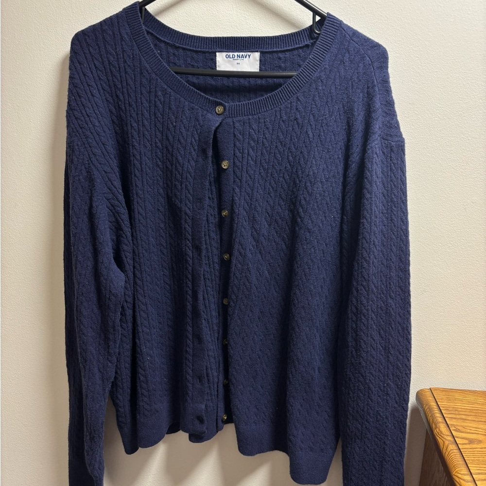 Old Navy Dark Navy Cable-Knit Button-Up Cardigan